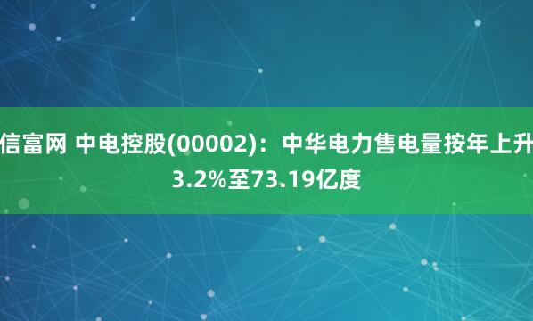 信富网 中电控股(00002)：中华电力售电量按年上升3.2%至73.19亿度