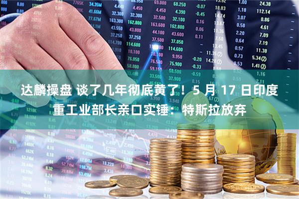 达麟操盘 谈了几年彻底黄了！5 月 17 日印度重工业部长亲口实锤：特斯拉放弃